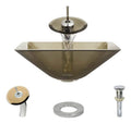 Glass Vessel Bathroom Sink with Waterfall Faucet J20440