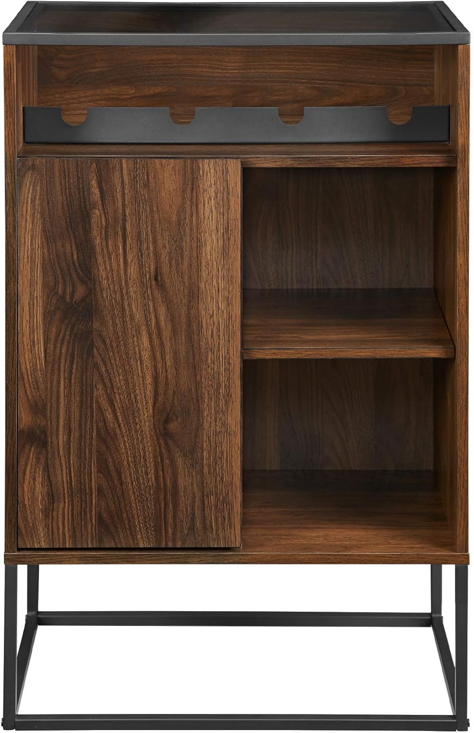 Dark Walnut 24 Inch Wood and Glass Storage Cabinet F591