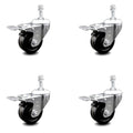 3.5 inch Phenolic Swivel Caster Set with Total Lock Brake J923