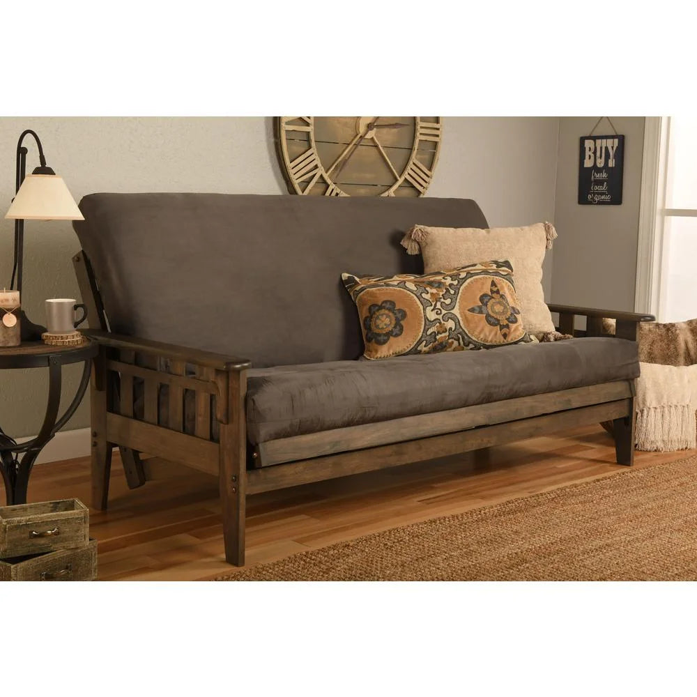Gray Suede Fabric Mattress with Frame L58479