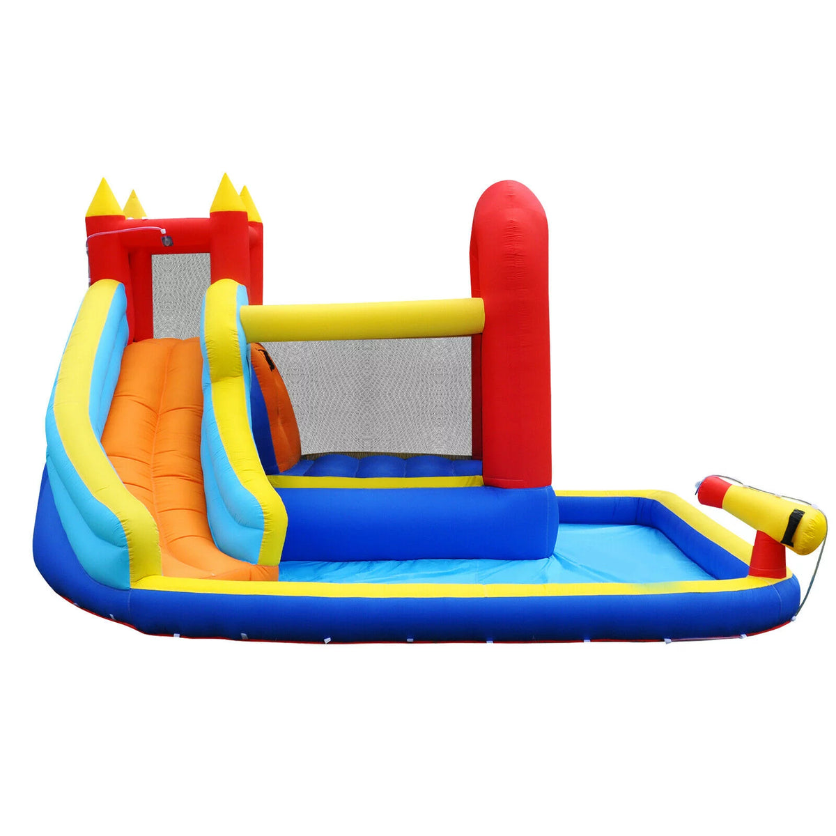 Inflatable Water Slide Bounce House with Pool, Basketball Hoop, Air Blower N65039