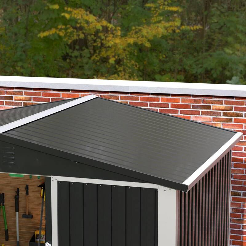 Black Metal Outdoor Storage Shed with Air Vents S921477