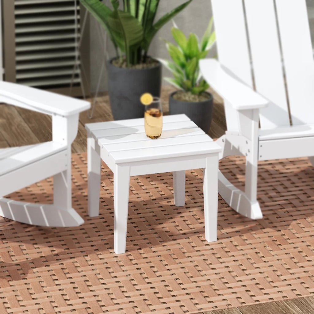 White 18 Inch All Weather Poly Lumber Outdoor Side Table P998601