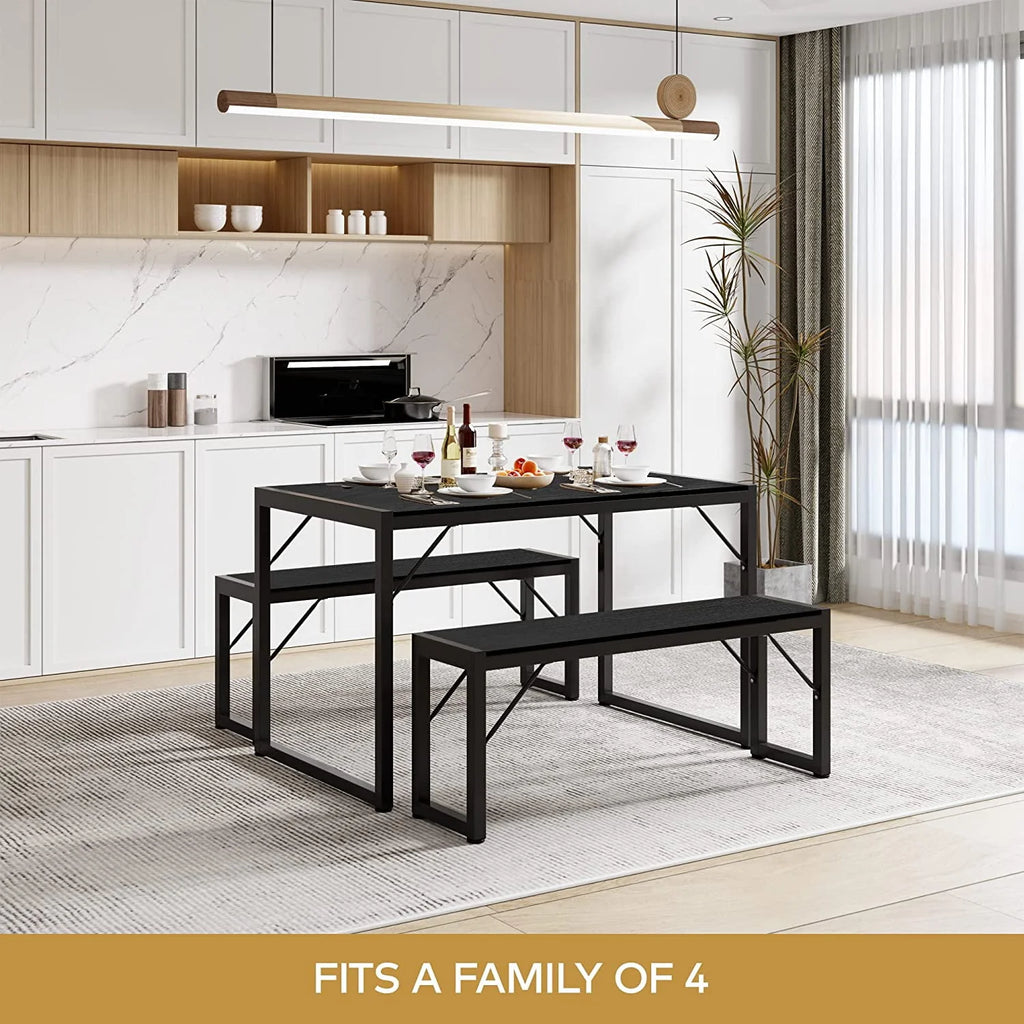 Black Modern Dining Table and Chairs for 4 D28891