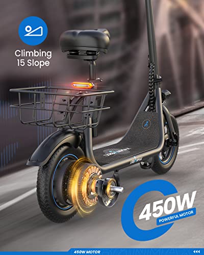 Electric Scooter with Seat, 450W Motor, Foldable J6085