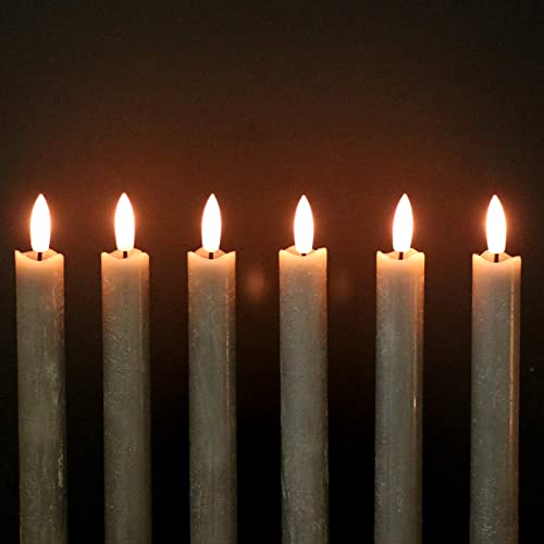 Flameless Ivory Taper Candles with Remote, Battery Operated Led 3D Wick Real Wax Pack of 6 I7998