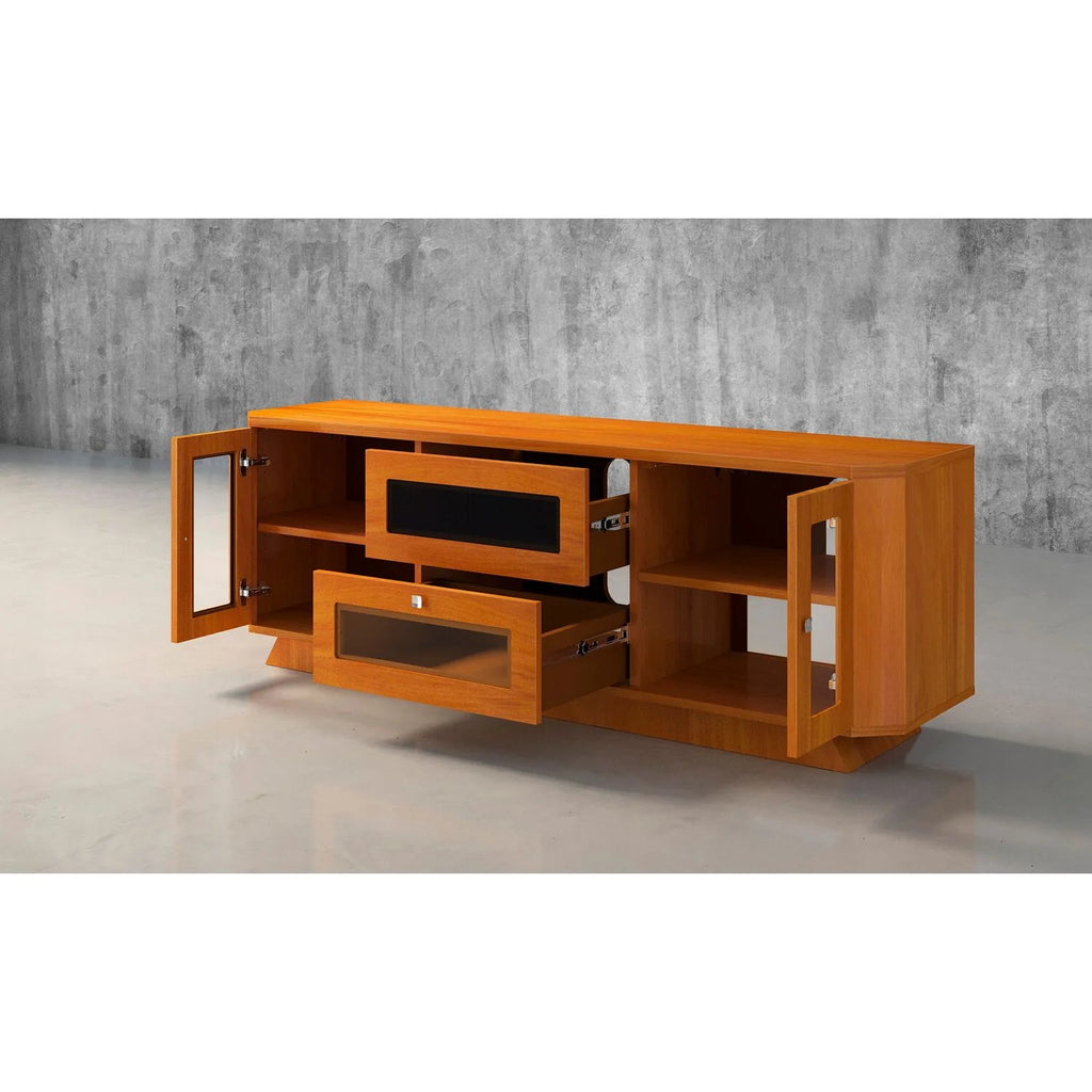 70" Transitional TV Stand with Brazilian Cherry Veneers in Light Cherry Finish U64968