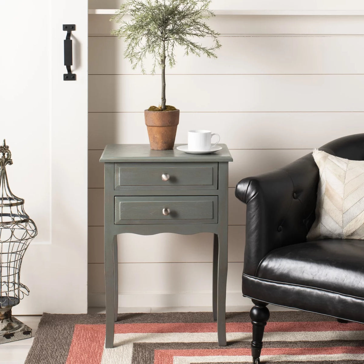 End Table With Storage Drawers Ash Grey D5565