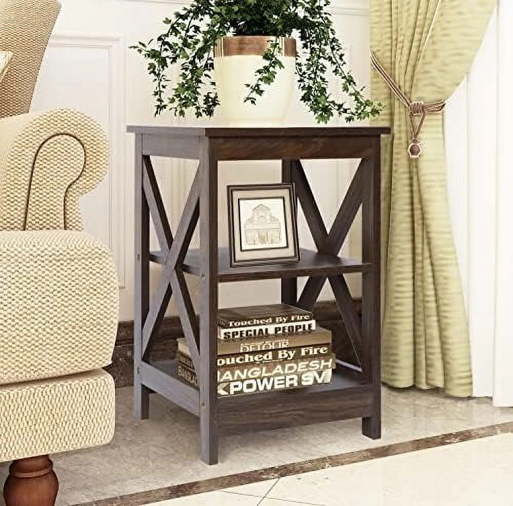 Modern Farmhouse Wood 3-Tier End Table L963206