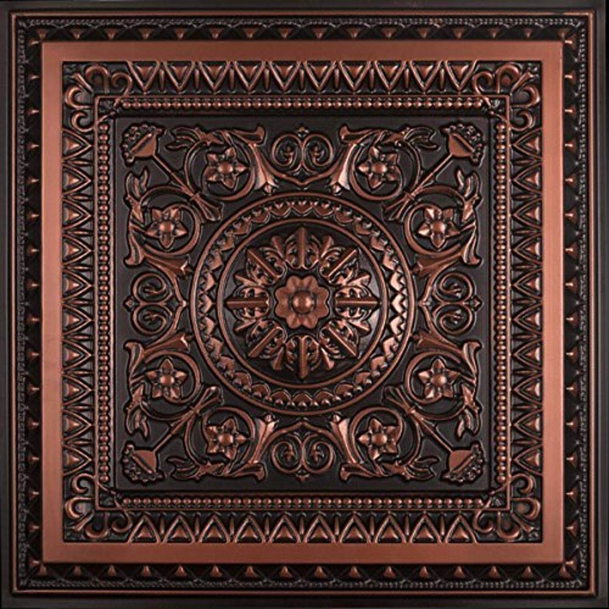 Faux Tin Ceiling Tile Antique Copper 25-Pack V536189