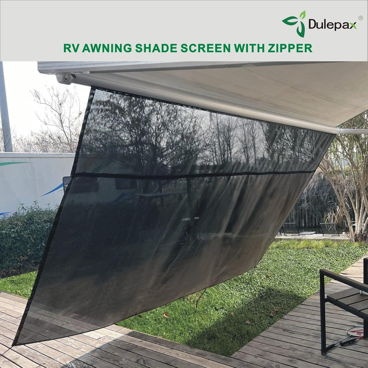 RV Awning Shade Screen with Zipper 8'X11'3'' I9346