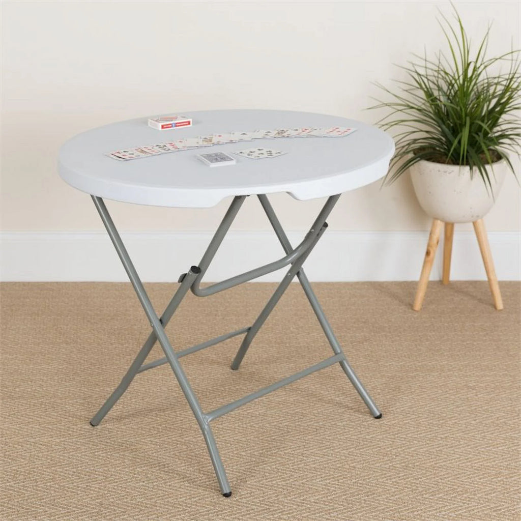 Round Granite White Plastic Folding Table Z11878