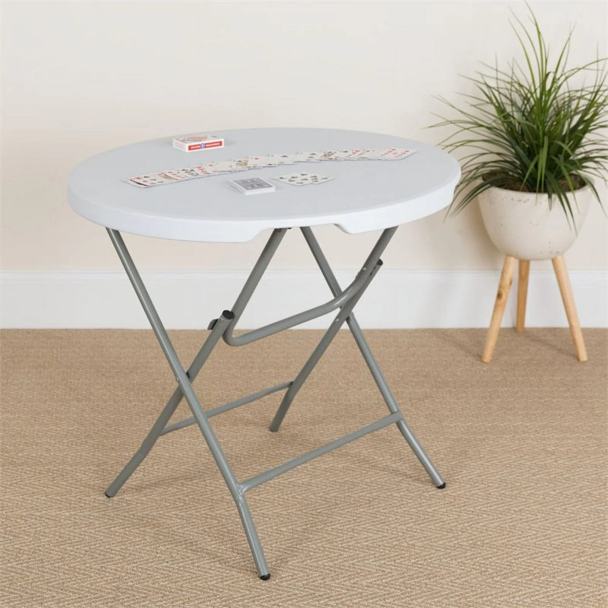 Round Granite White Plastic Folding Table Z11878