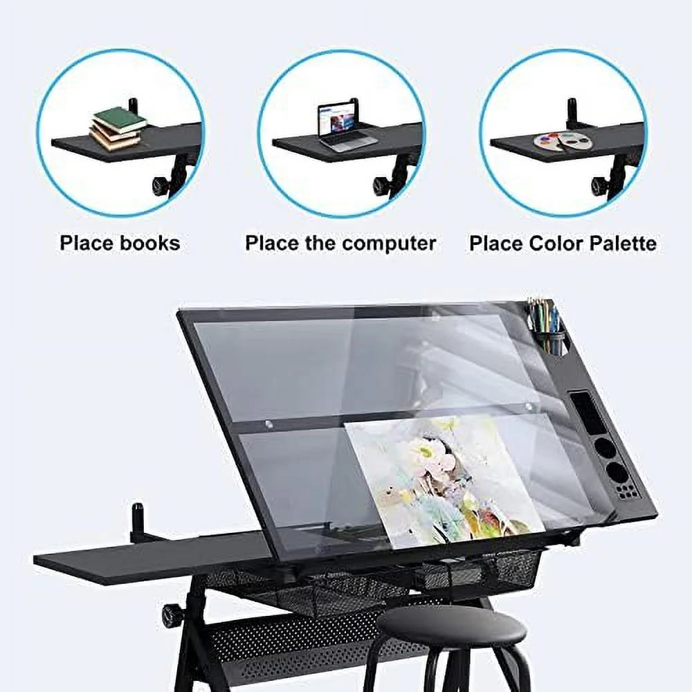 Height Adjustable Drafting Table with Drawer W4817