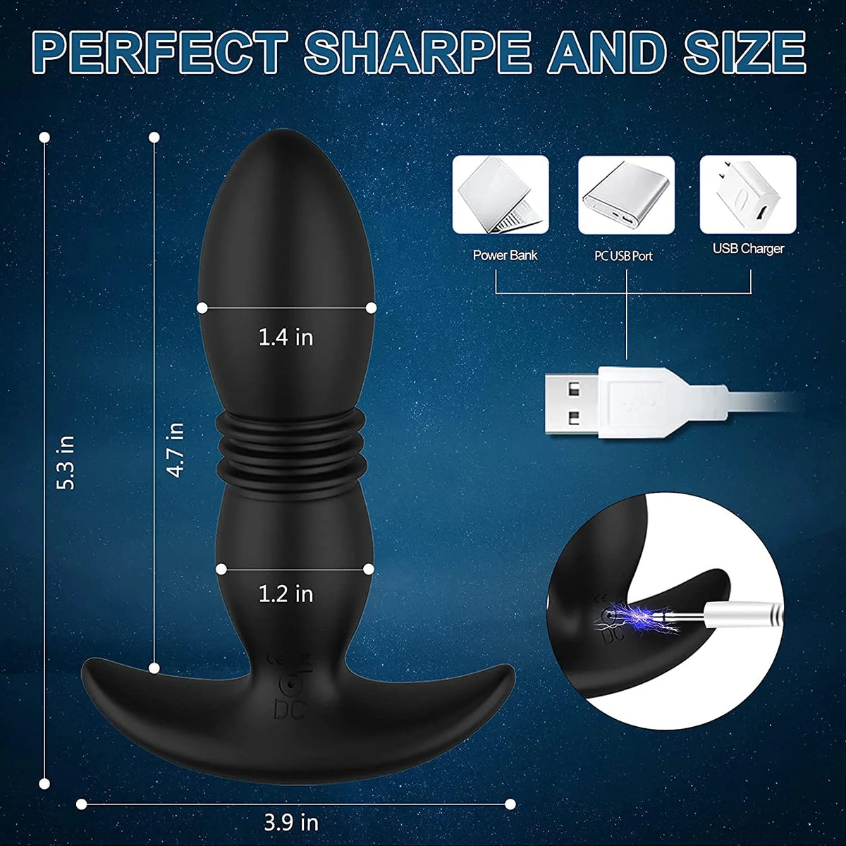 2in 1 Prostate Massager 7 Thrusting Modes Waterproof C2129