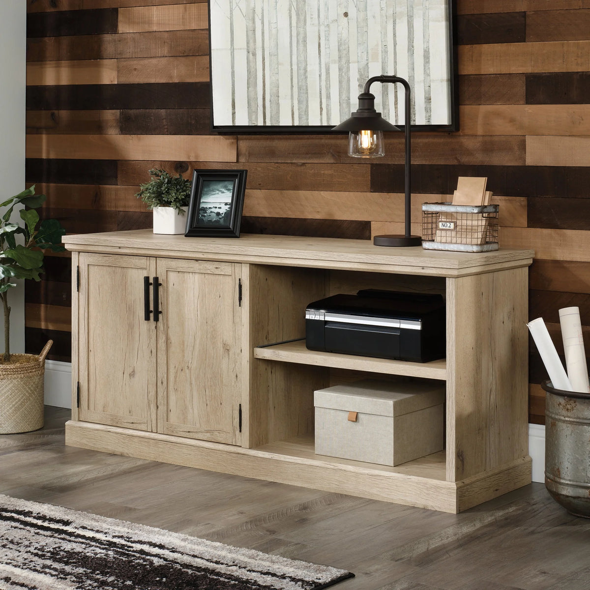 Prime Oak Engineered Wood Office Printer Credenza Z81685