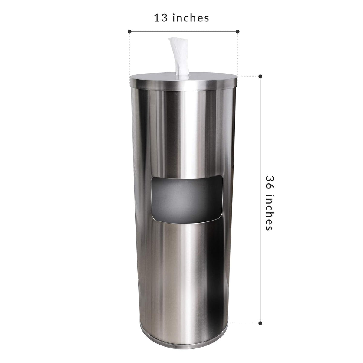 Stainless Steel Floor Stand Wipe Dispenser with Built-in Trash Can N399