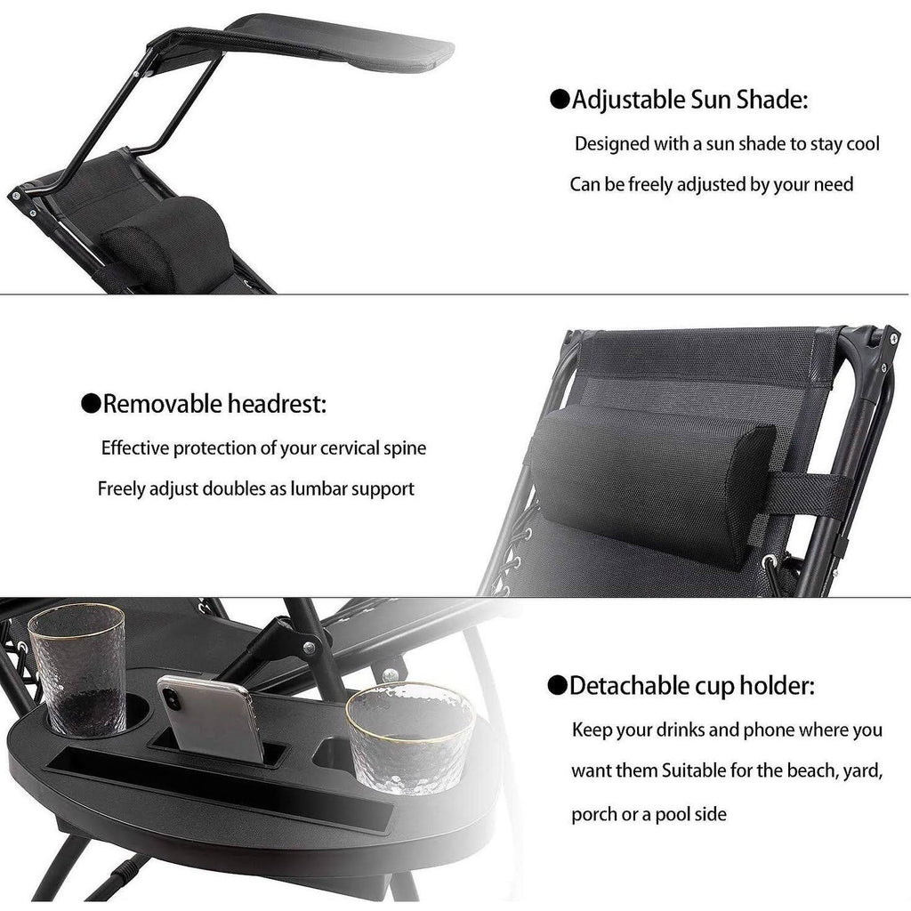 Zero Gravity Chair with Canopy and Cup Holder S782