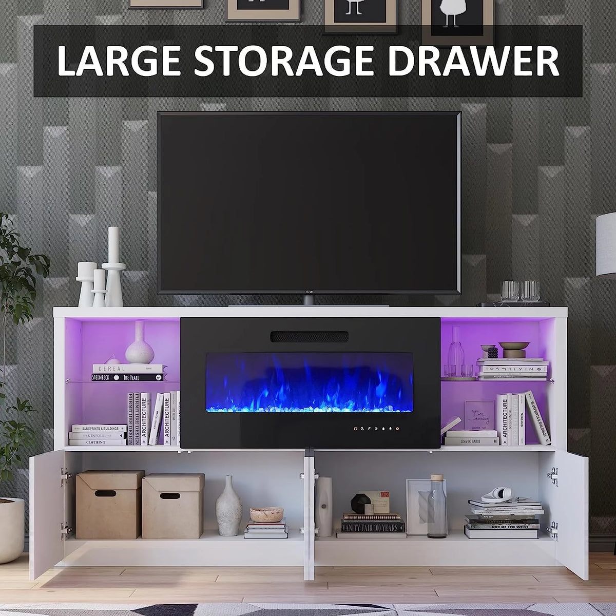 68" Fireplace TV Stand with 40" Electric Fireplace D2052