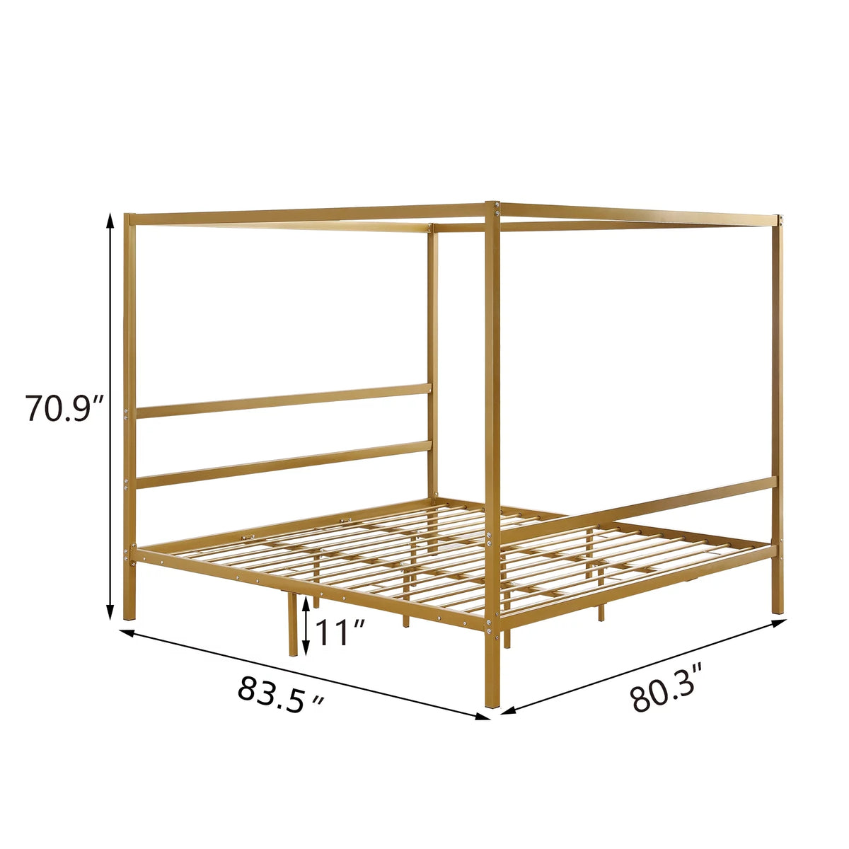 Black King Metal Canopy Bed Frame with Headboard K618854