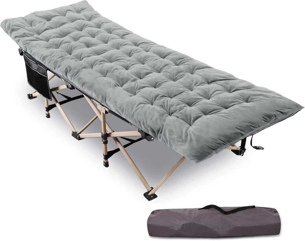Blue Folding Camping Cot with Pad and Carry Bag I1901