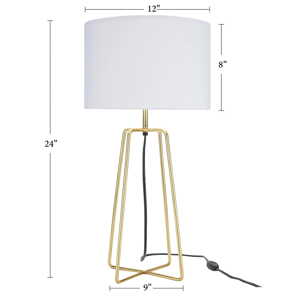 24" Gold Geometric Metal Table Lamp T63064
