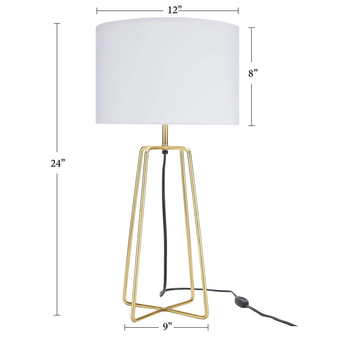 24" Gold Geometric Metal Table Lamp T63064