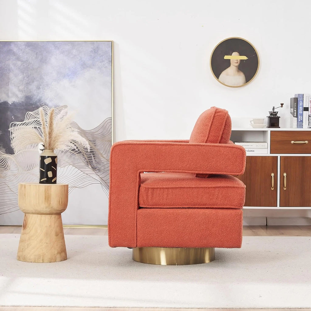 Orange Swivel Accent Chair with Pillow W504