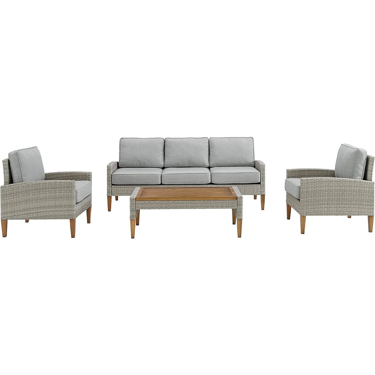 Gray 4Pc Sofa Set with Coffee Table and 2 Armchairs U558
