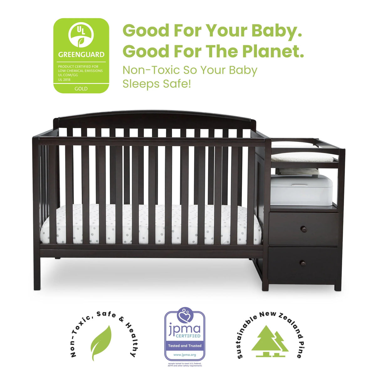 4-in-1 Baby Crib & Changer, White O402188