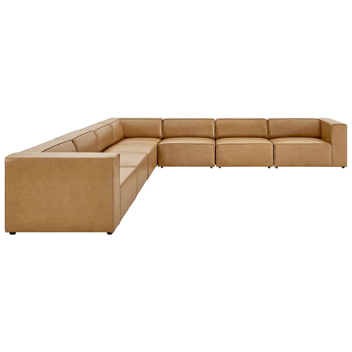 Tan Vegan Leather 7-Piece Sectional Sofa A794318