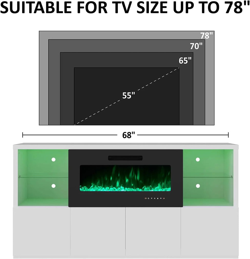 68" Fireplace TV Stand with 40" Electric Fireplace D2052
