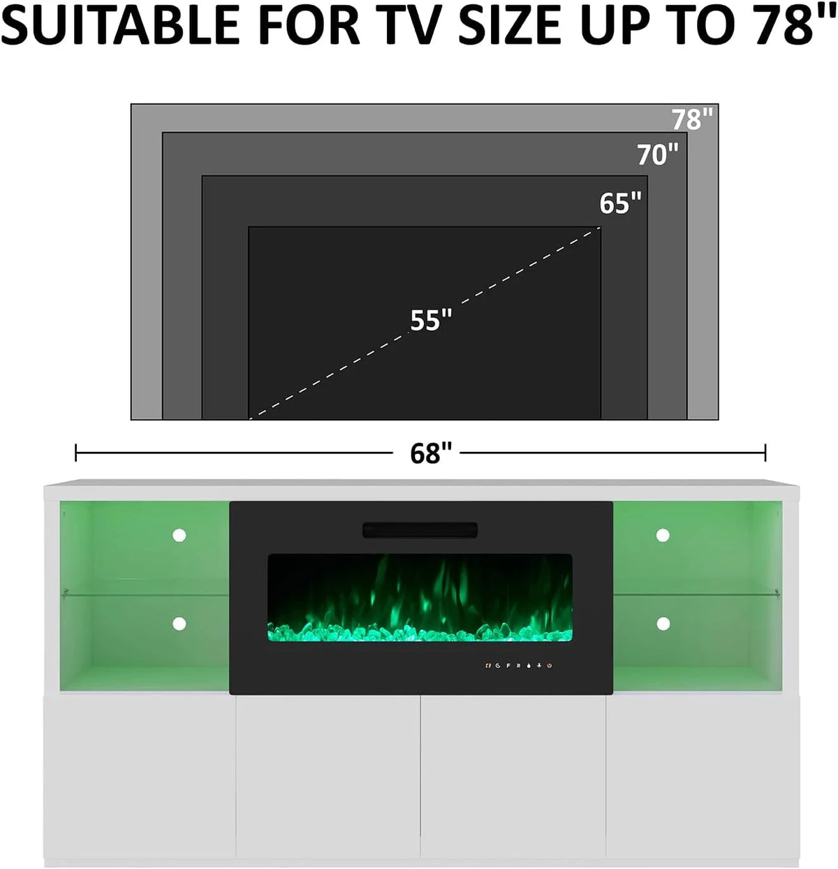 68" Fireplace TV Stand with 40" Electric Fireplace D2052