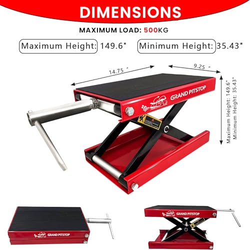 Motorcycle Powersports Stand Lift Scissor Jack Steel 1100 LBS Capacity Red W9546