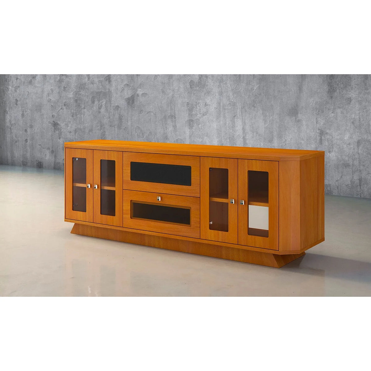 70" Transitional TV Stand with Brazilian Cherry Veneers in Light Cherry Finish U64968