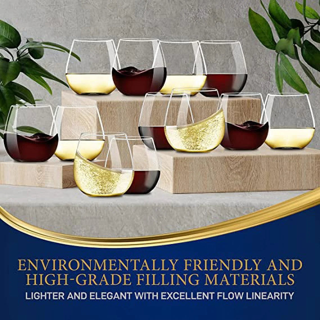 Stemless Wine Glasses Set of 12 U561
