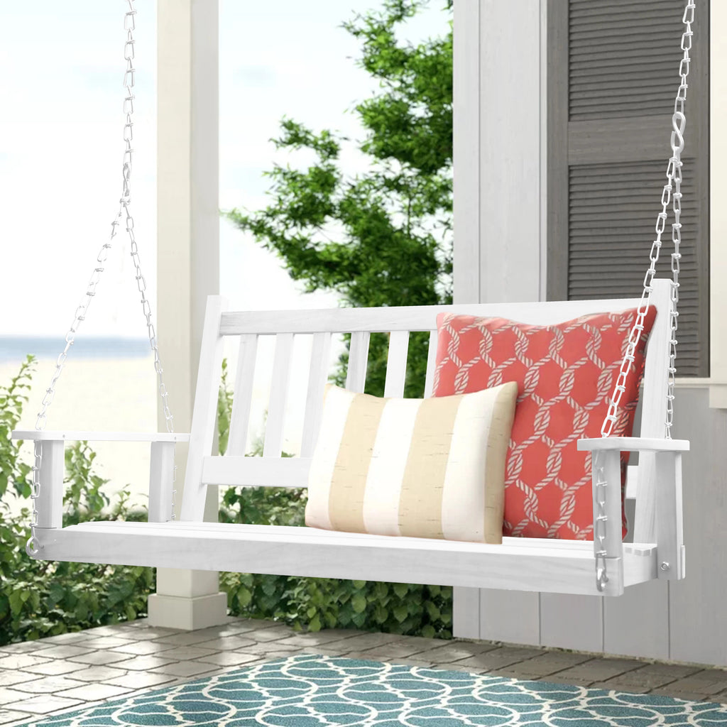Wooden Porch Swing 4ft with Chains 2-person Swing Bench H605360