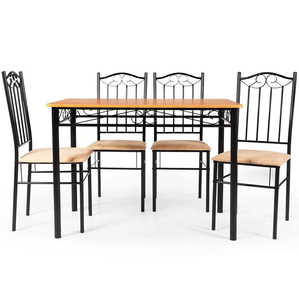 5 PC Wood Metal Dining Set with Table and 4 Chairs B28321