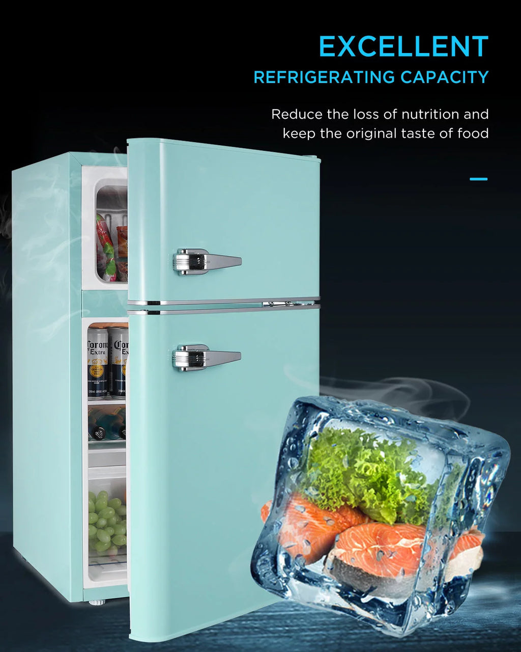 3.2 Cu ft Compact Mini Refrigerator Green Y850123