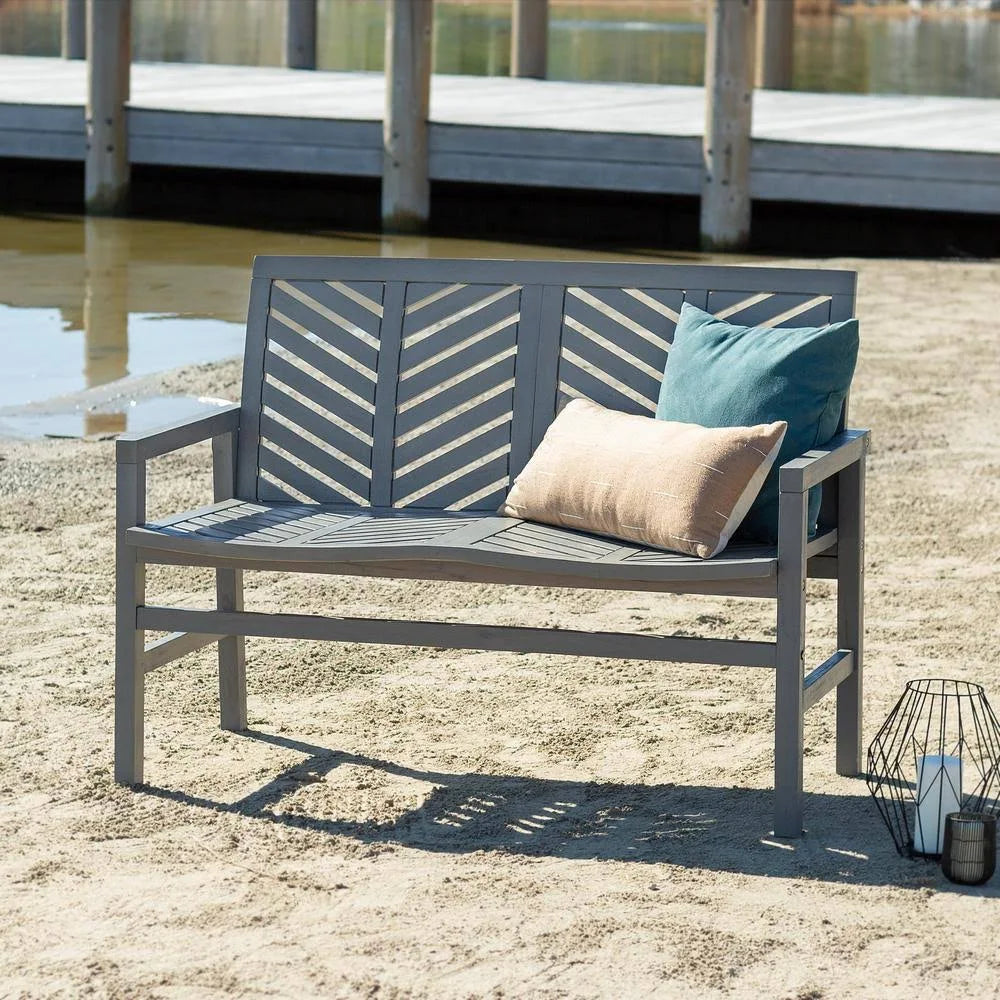 Grey Wash Acacia Wood Outdoor Loveseat M61946