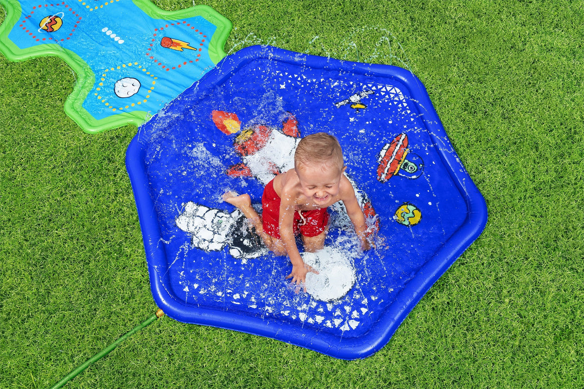 Kids Sprinkler Splash Pad and Inflatable Water Slide W83203