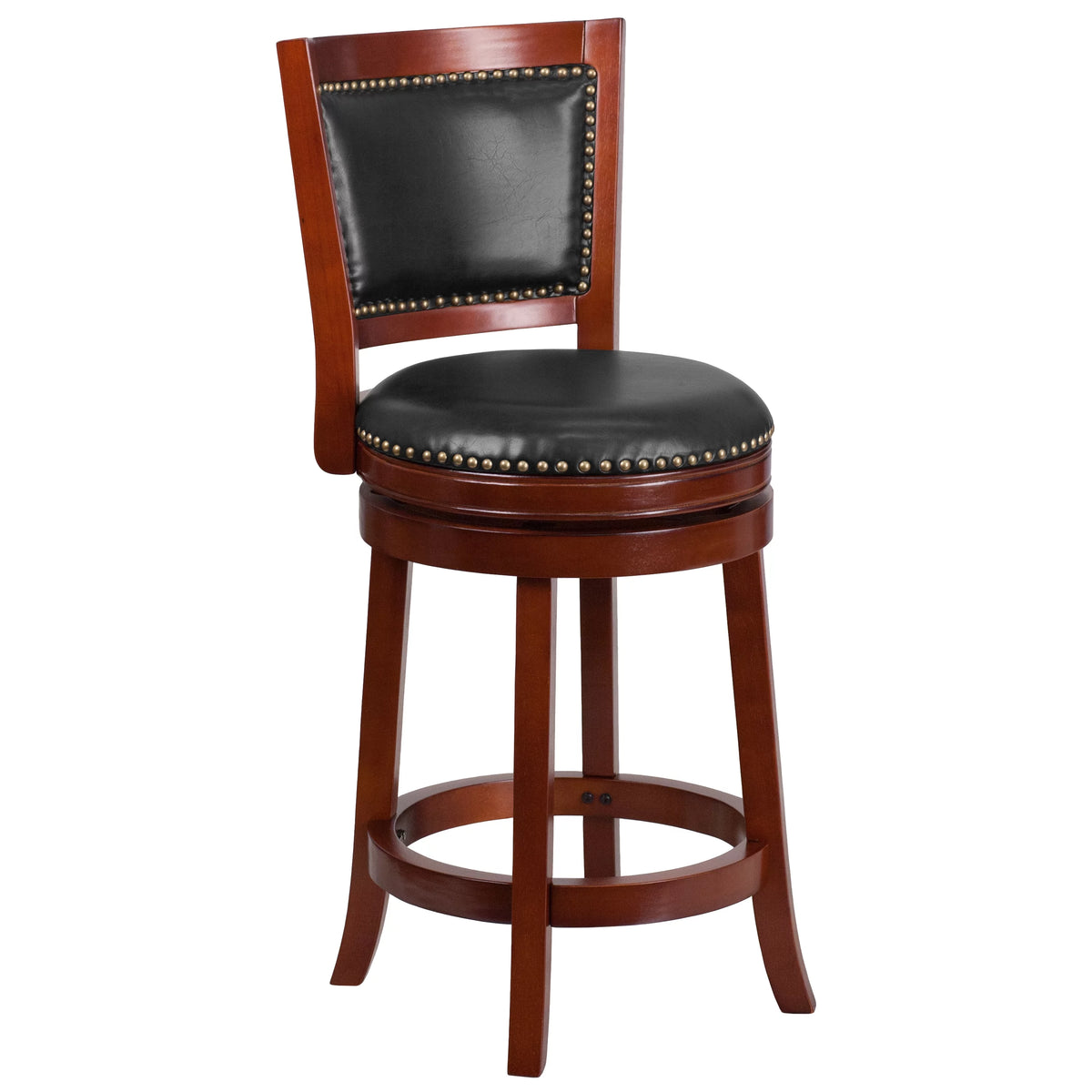 Dark Cherry Wooden Counter Height Stool with Faux Leather Seat M702121