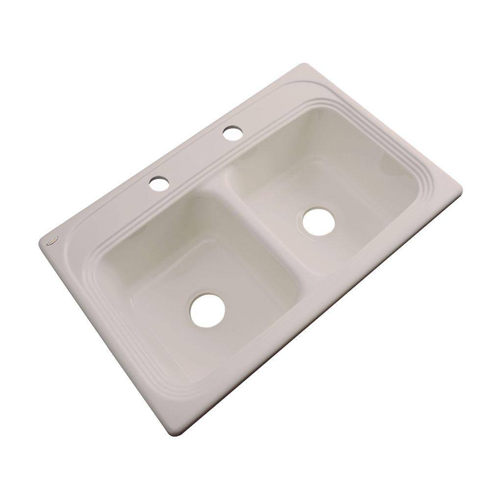33 in. Double Bowl Kitchen Sink in Fawn Beige D84825