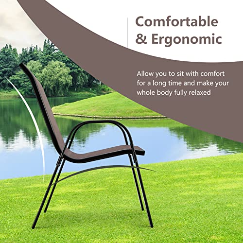 4 Pieces Stackable All Weather Patio Dining Chairs Set with Armrests W969938