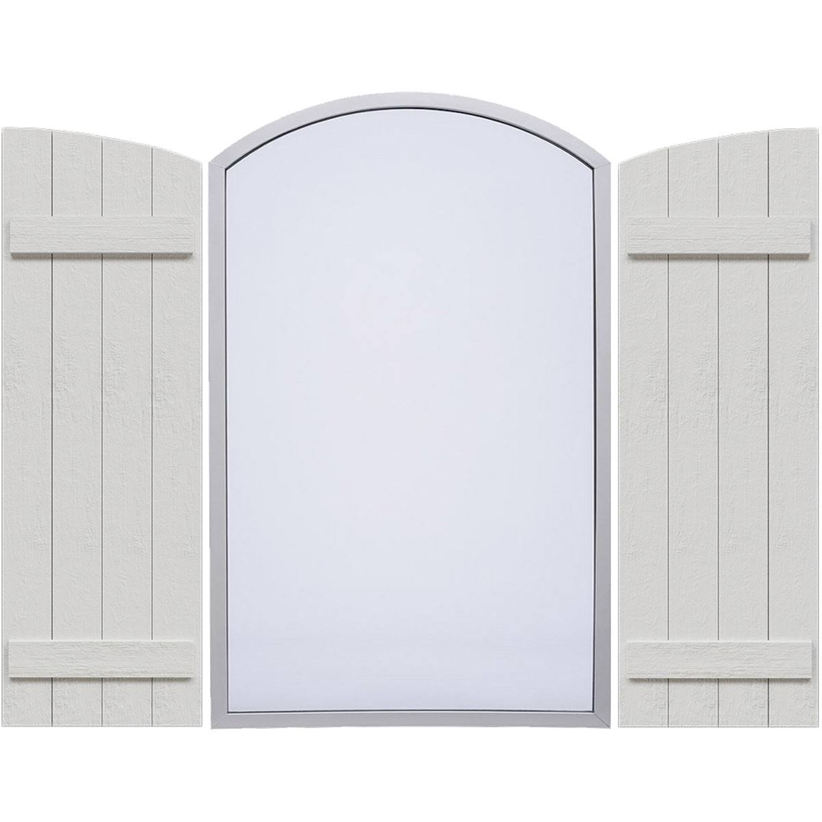 Rustic Faux Wood Shutters with Elliptical Arch Top F551332