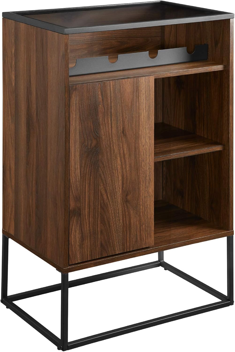 Dark Walnut 24 Inch Wood and Glass Storage Cabinet F591