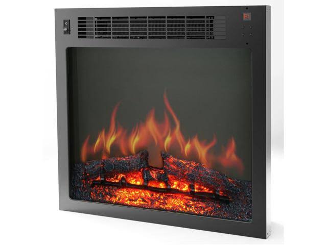 White Fireplace Mantel with Electronic Fireplace Insert J157