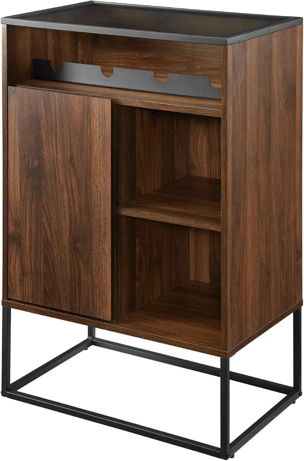 Dark Walnut 24 Inch Wood and Glass Storage Cabinet F591