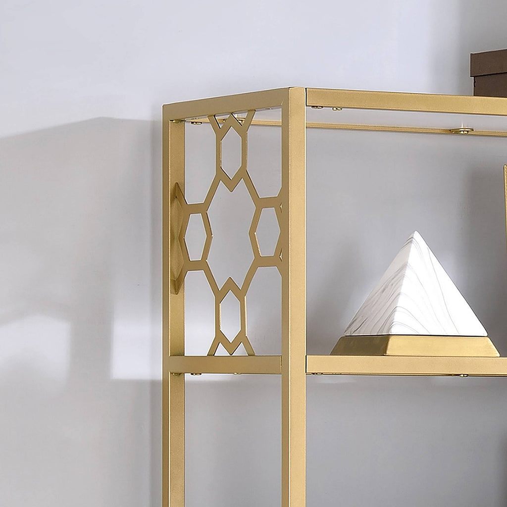 White/Gold 6 Shelf Bookcase A8025