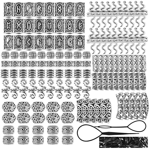 326 Pieces Viking Beard Beads Alloy Hair Tube Loose Beads A7081